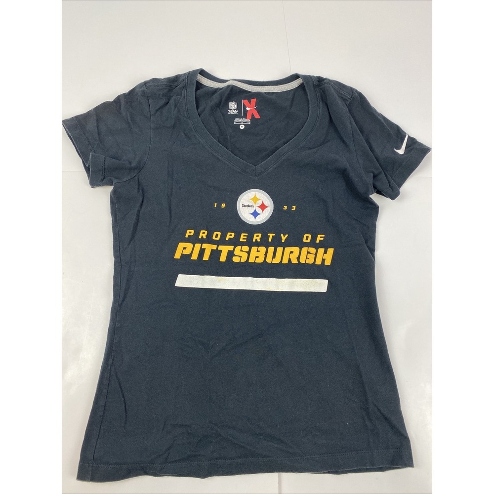 Pittsburgh Steelers Nike Women's TShirt Black V-neck Size Medium
